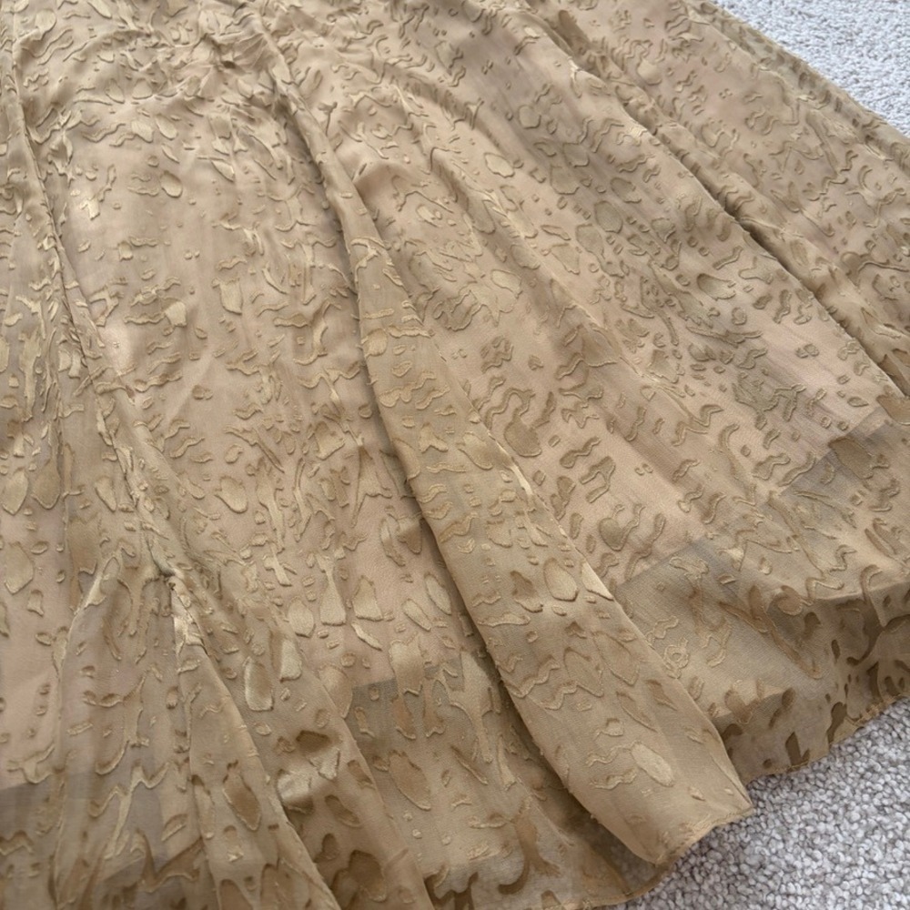 Soft Surroundings Burnout Silk Maxi Skirt Womens XS Tan Gold Boho Festival Fairy - Picture 3 of 9